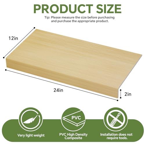 DUHARS 6-Pack Wire Rack Covers for Shelves - Imitation Wood-Look 24x12, Pantry and Closet Shelf Liner for Kitchen, Easy Install (Oak Color) - Image 2