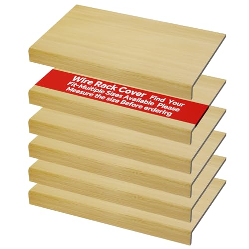 DUHARS 6-Pack Wire Rack Covers for Shelves - Imitation Wood-Look 24x12, Pantry and Closet Shelf Liner for Kitchen, Easy Install (Oak Color) - Image 1