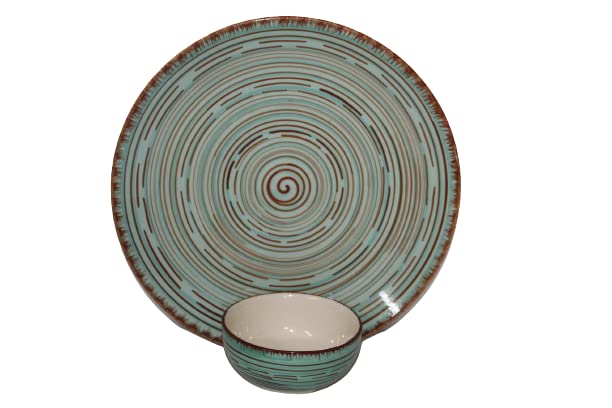 Phezent Pasco Ceramic Plates for Dinner with Katori (6 Pieces, 2 Dinner Plates, 4 Katori Bowl Dishwasher & Microwave Safe) -Dinner Sets Ceramic Dinner Set Bowls Set Dinnerware Sets - Image 3