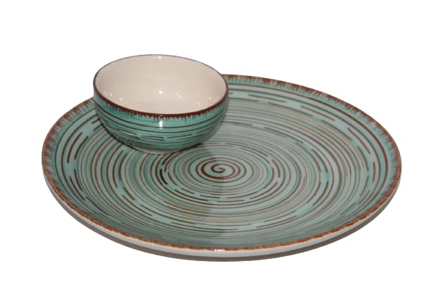 Phezent Pasco Ceramic Plates for Dinner with Katori (6 Pieces, 2 Dinner Plates, 4 Katori Bowl Dishwasher & Microwave Safe) -Dinner Sets Ceramic Dinner Set Bowls Set Dinnerware Sets - Image 5