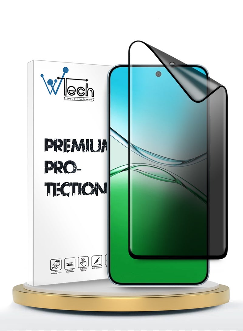 Wtech Oppo A5 5G 2025 Premium Edge-Pro Matte Ceramic Privacy Full Glue Full Cover Matte Flexible Screen Protector (MSGPCP) - Clear/Black - Image 1