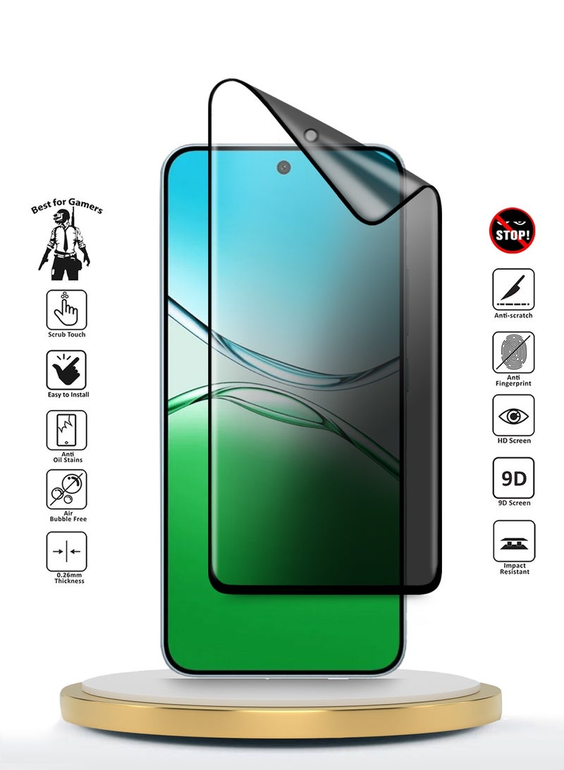 Wtech Oppo A5 5G 2025 Premium Edge-Pro Matte Ceramic Privacy Full Glue Full Cover Matte Flexible Screen Protector (MSGPCP) - Clear/Black - Image 2