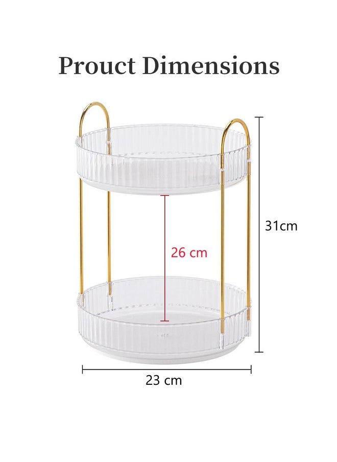 INOVERA (LABEL) INOVERA (LABEL) 360 Rotation Cosmetic Makeup Display Case (2 Tier, Transparent)  - Image 2