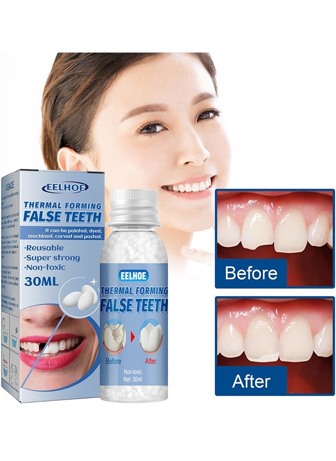 EELHOE Thermal Forming False Teeth,Temporary Tooth Repair Beads Reusable Teeth Filling Replacement for Chipped Teeth,Thermal Beads for Missing & Broken Tooth Fake Teeth Non Toxic Tooth Repair Kit 30ml  - Image 1