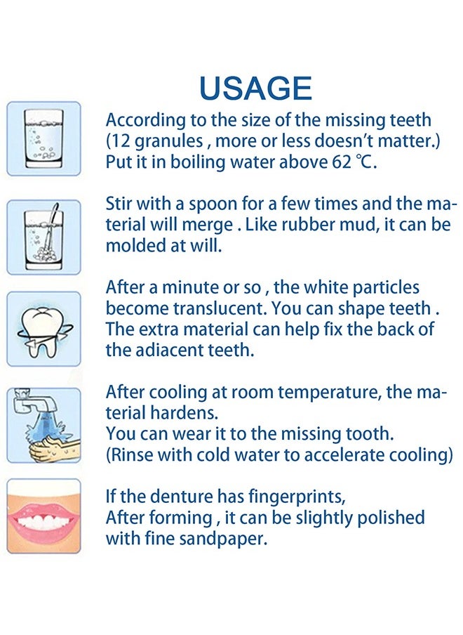 EELHOE Thermal Forming False Teeth,Temporary Tooth Repair Beads Reusable Teeth Filling Replacement for Chipped Teeth,Thermal Beads for Missing & Broken Tooth Fake Teeth Non Toxic Tooth Repair Kit 30ml  - Image 5