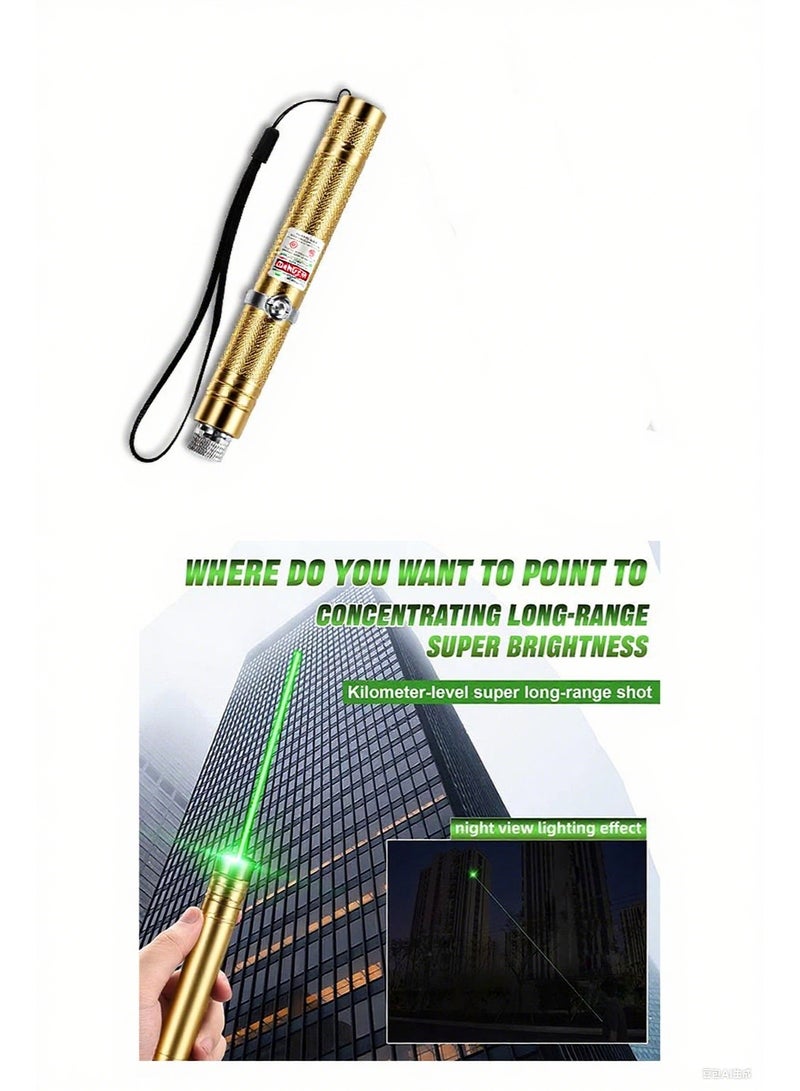 High Power Laser Pointer Green rechargeable LED Flashlight（Gold） - Image 1