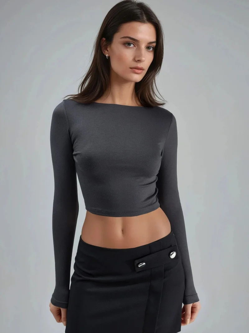 Busem BUSEM Slim Fit Cropped Blouse with Back Cut-Out