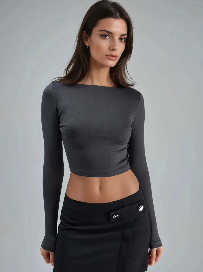 Busem BUSEM Slim Fit Cropped Blouse with Back Cut-Out