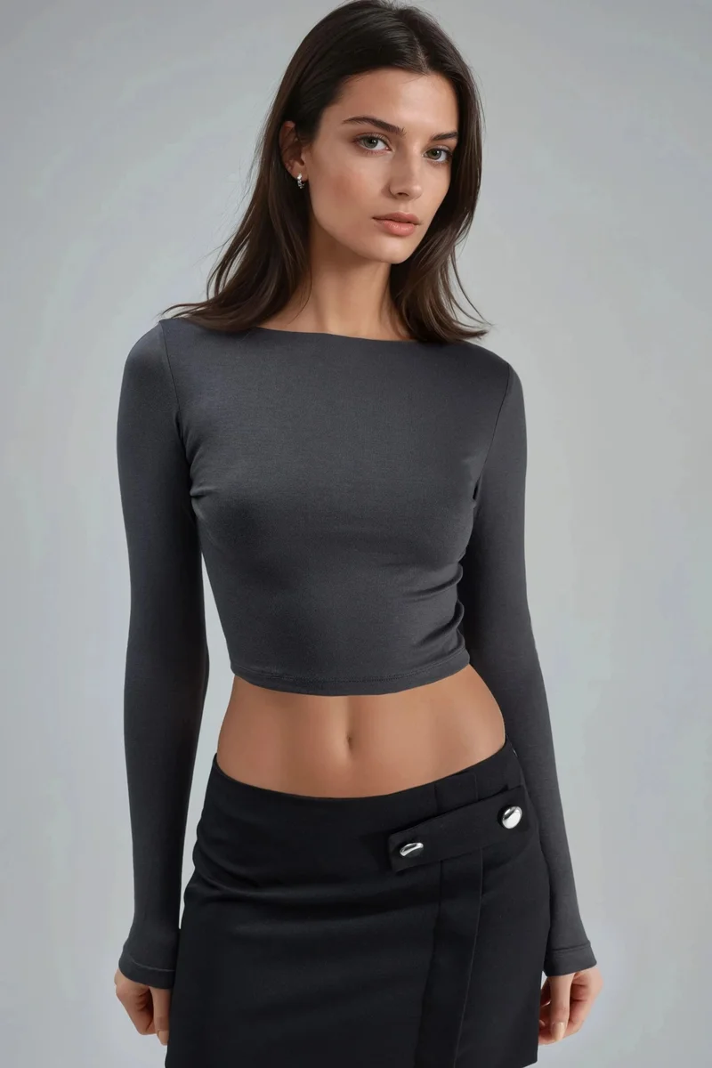 Busem BUSEM Slim Fit Cropped Blouse with Back Cut-Out