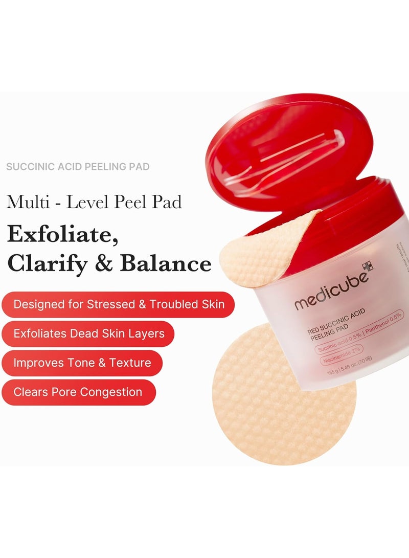 Medicube Red Succinic Acid Panthenol Facial Peeling Pads |155g - Image 2