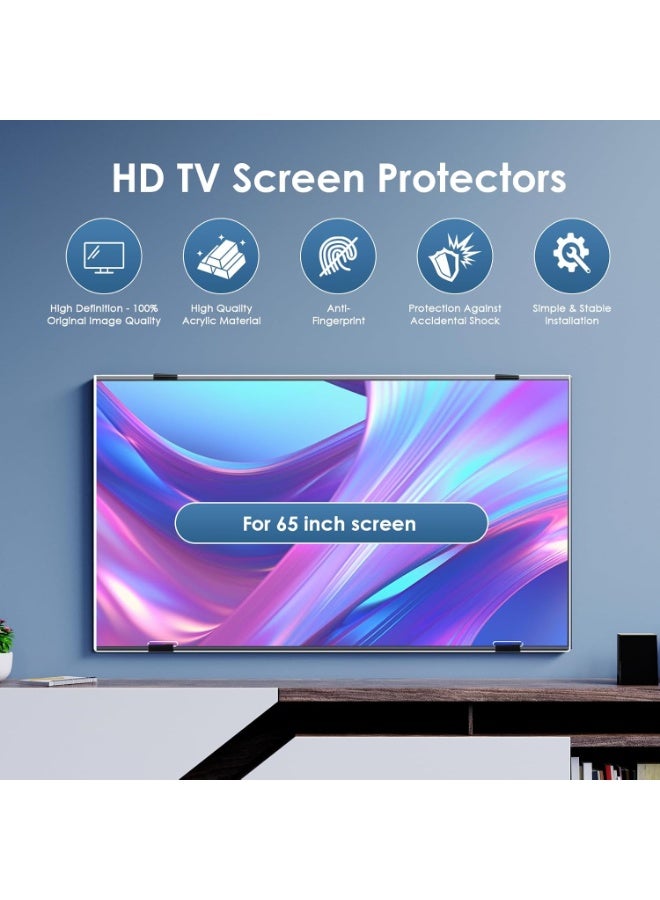 65 Inch TV Screen Protector, HD Clear Television Display Protector Panel, Acrylic Protective TV Screen Protector forscratch-resistant, eye protection from UV rays,Filter out Blue Light that relieve computer eye strain - Image 5