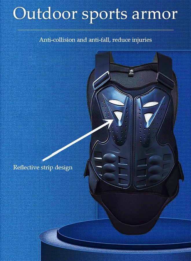 DUNISO 5 Pcs Motorcycle Armor Suit，Mountain Bike Cyclecross Chest Protect Gear，Motorbike Protective Jacket，with Reflective Stripe, with Chest Back Spine Armor Knee Elbow Protection Pad for Motocross Cycling Skateboarding,L - Image 3