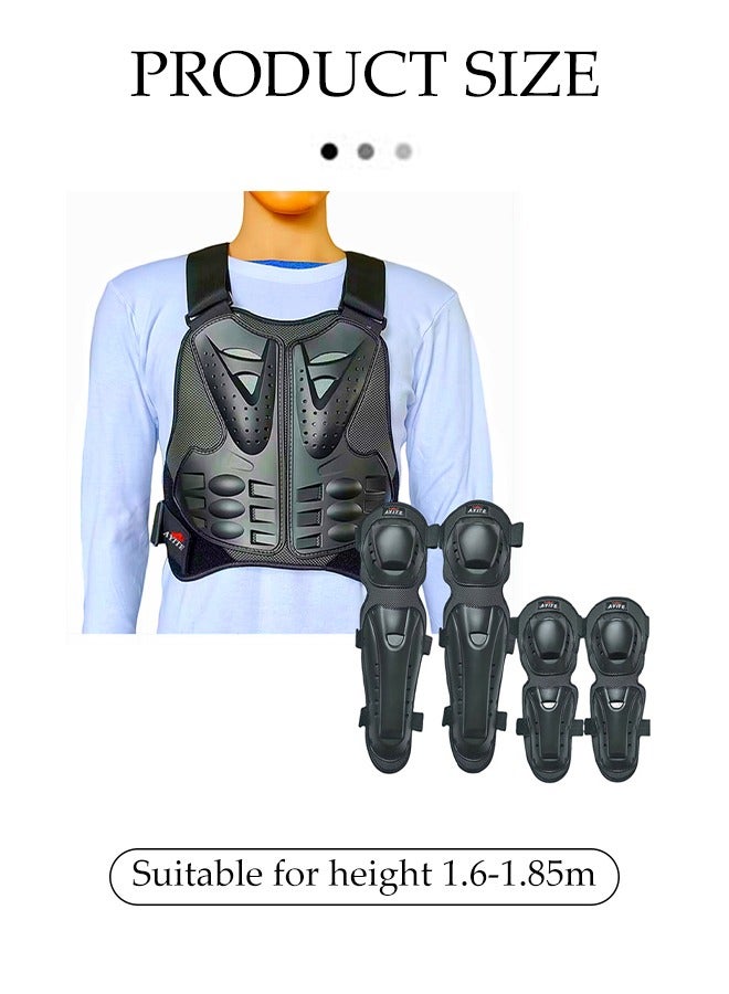 DUNISO 5 Pcs Motorcycle Armor Suit，Mountain Bike Cyclecross Chest Protect Gear，Motorbike Protective Jacket，with Reflective Stripe, with Chest Back Spine Armor Knee Elbow Protection Pad for Motocross Cycling Skateboarding,L - Image 2
