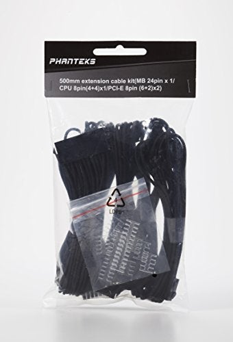 Phanteks كابل تمديد Phanteks 24 دبوس/ 8 دبوس (4+4) M/B، 8 دبوس (6+2) PCI-E بطول 500 مم، أسود (PH-CB-CMBO_BK) - Image 5