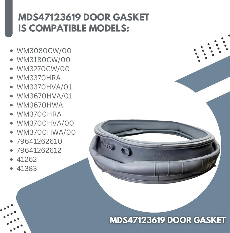 MorexLab MDS47123619 Washer Door Boot Gasket for LG Front-Load Washing Machines - Grey Seal - Image 3