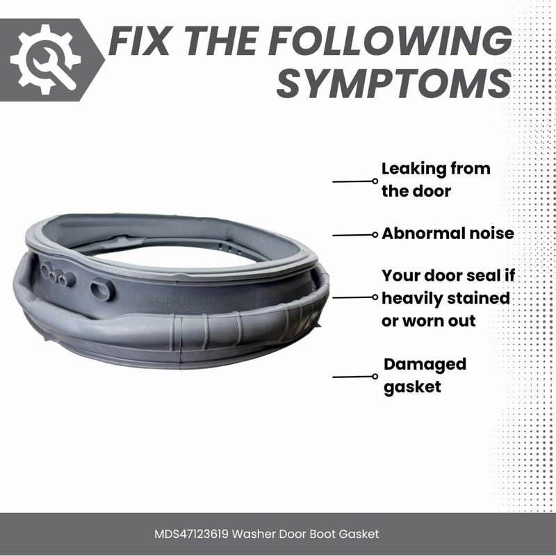 MorexLab MDS47123619 Washer Door Boot Gasket for LG Front-Load Washing Machines - Grey Seal - Image 4