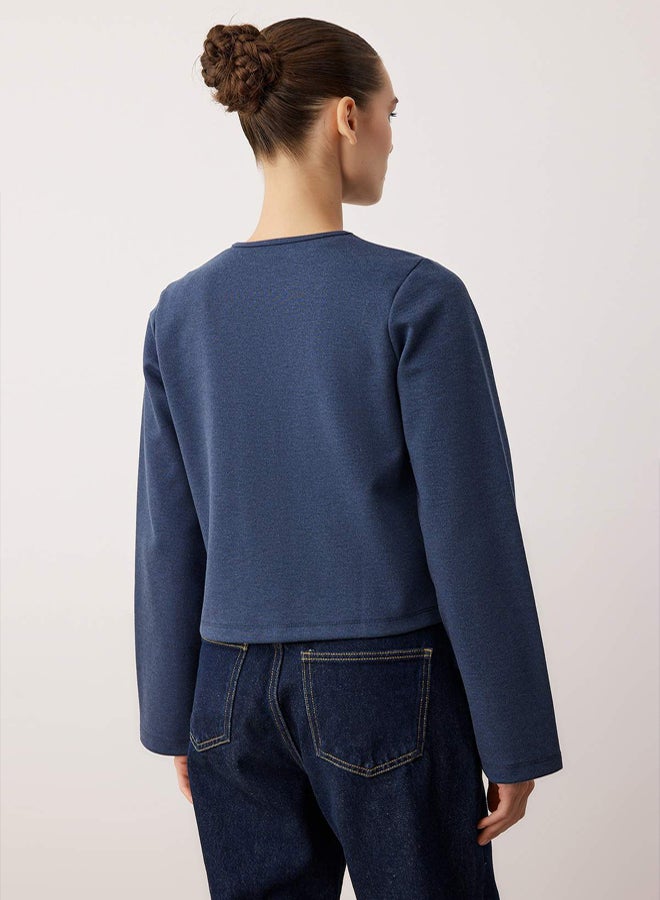 trendyol Navy Blue Regular/Normal Fit Flexible Knitted Jacket - Image 5