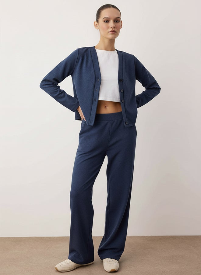 trendyol Navy Blue Regular/Normal Fit Flexible Knitted Jacket - Image 1