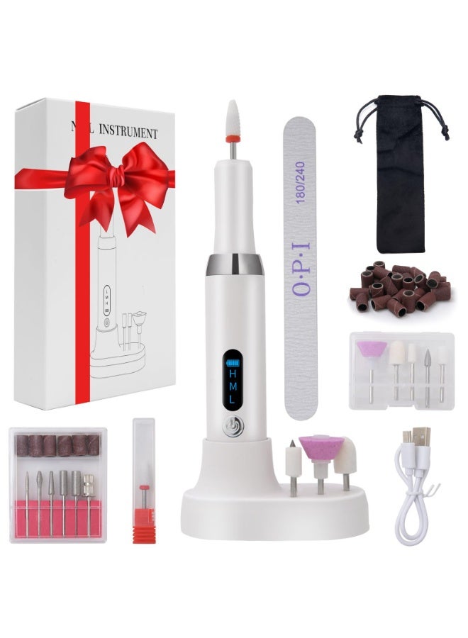 Electric Nail Drill Kit Cordless for Acrylic & Gel Nails, Portable Professional Nail File Machine with Adjustable Speed, Low Noise Manicure Pedicure Polishing Tool for Salon & Home Use