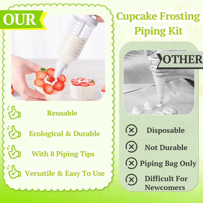 Suuker Cake Decorating Gun, Cupcake Icing Piping Kit, Cake Decorating Kit with 8 Piping Tips, Cupcake Injector/Decorating Icing Set, White - Image 5