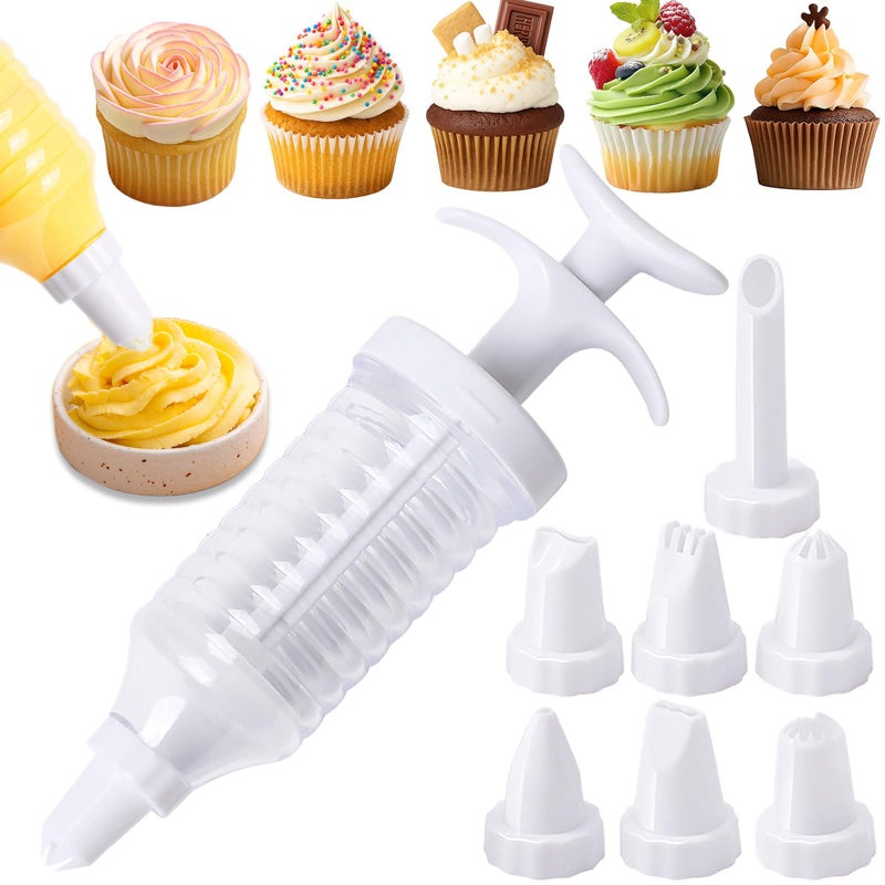Suuker Cake Decorating Gun, Cupcake Icing Piping Kit, Cake Decorating Kit with 8 Piping Tips, Cupcake Injector/Decorating Icing Set, White - Image 1