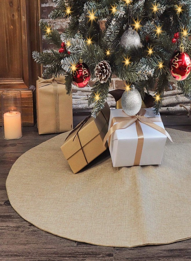 Ivenf Christmas Tree Skirt, 36 inches Small Double-Layer Burlap Plain Tree Skirts, Rustic Jute Tree Skirt for Xmas Holiday Home Decor, Fall Winter Farmhouse Brown Burlap Christmas Decorations Indoor - Image 1