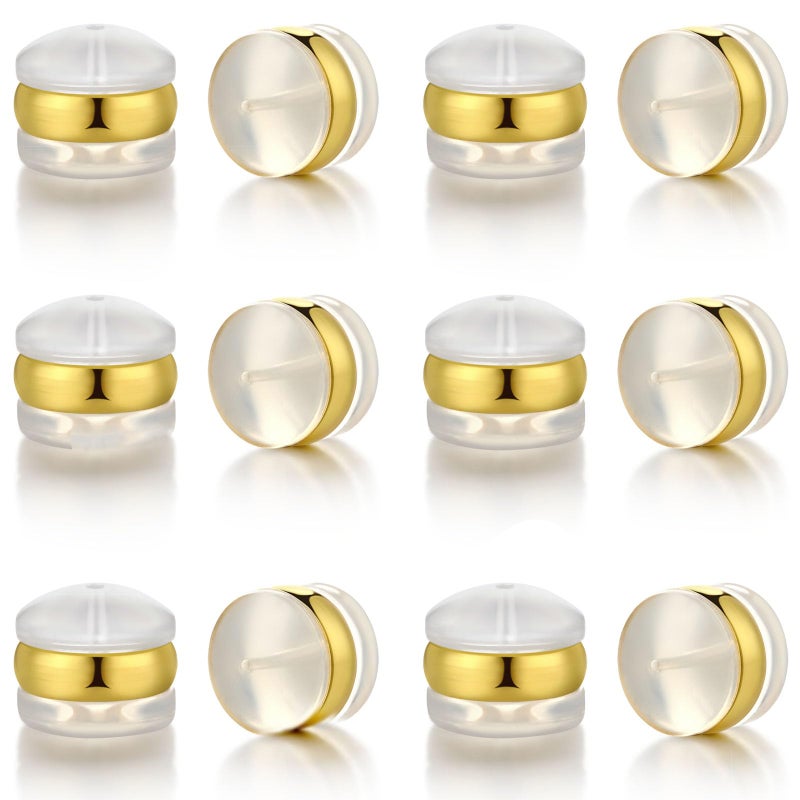 Formulen Silicone Earring Backs, 18K Gold Plated, Secure Locking for Heavy Earrings, Hypoallergenic Clear - Image 1