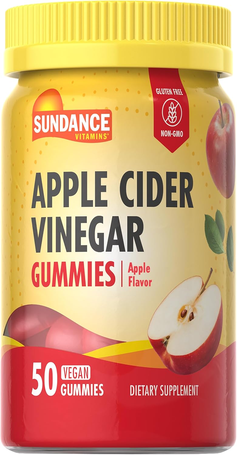 Sundance Apple Cider Vinegar Gummies  50 Count  Apple Flavor  Vegan NonGMO and Gluten Free Supplement - Image 1