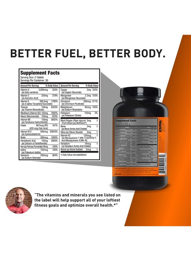 JYM Supplement Science Vita JYM Sports Multivitamin & Mineral Support, Vitamin A, C, B6, B12, E, K, Boron, Biotin, Potassium | JYM Supplement Science | 60 Tablets - Image 1