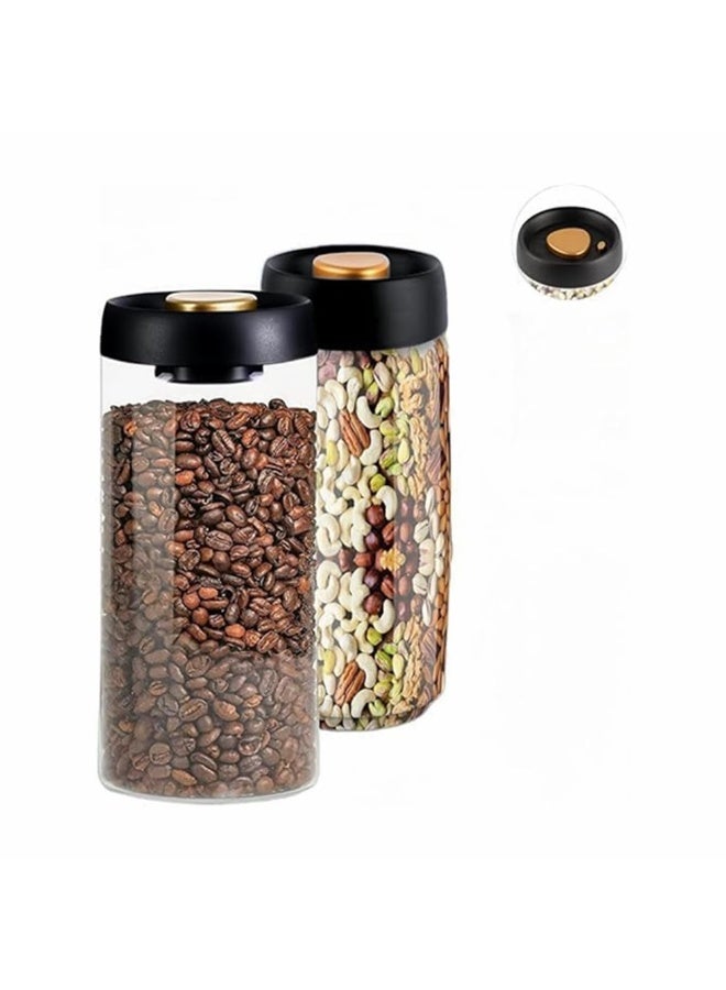 MIXDE Coffee Vacuum Container Jars, Food Coffee Bean Storage Containers with Lids Airtight, Plastic Wide Mouth Mason Jars Vacuum Sealer, Manual Vacuum Extraction Sealed Tank - Image 1