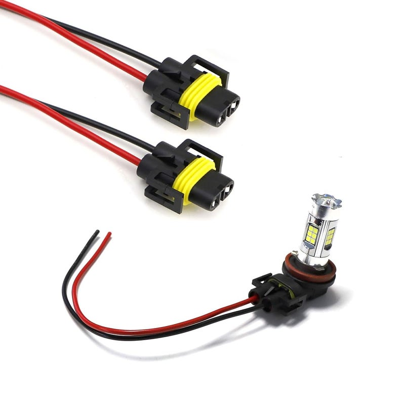 Kewucn 2 PCS H8 H9 H11 Car Female Adapter Wiring Harness Sockets Wire Universal Headlight Lampholder Wire for Headlights or Fog Lights Durable and Corrosion Resistant Headlight Wiring Harness
