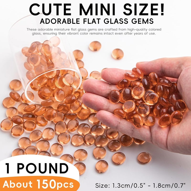 Meschett 1 LB Glass Marbles, Pink Mini Flat Glass Beads~150 PCS for Vase Fillers, Floral Bottom Mancala Gems Pebbles Fish Tank Rocks for Table Aquarium,Home Decor Art Craft Supplies(0.5"~0.7") - Image 2