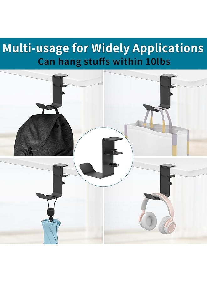 Clamp On Under Desk Headphone Holder/Backpack Hook/Pc Gaming Headset Headphone Hanger Mount Provides A Convenient Place To Hang Headsets Or Bags - Image 5
