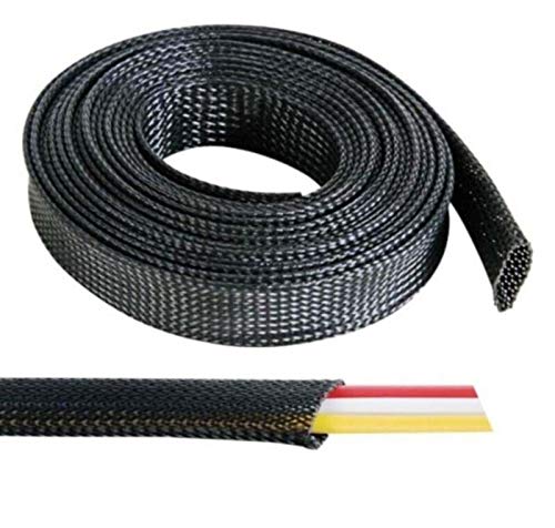Rpi shop 10mm Polyester Braided Sleeve Nylon Braided sleeve Wire sleeve braided expandable sleeve for good wire protection Color Black 10 Meter - Image 2