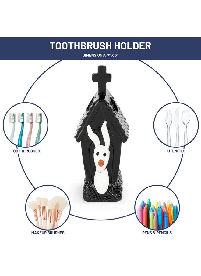 Jay Franco - Disney Nightmare Before Christmas Toothbrush Holder - Black & White Resin Pencil Holder Features Zero - Bathroom Storage - Image 1