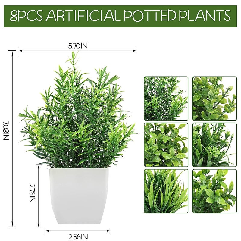 WYTE ORIGIN Small Fake Plants in White Planters, Artificial Plants for Home Decor Indoor, Plastic Eucalyptus Plants for Office Desk Bathroom Bedroom Greenery Decoration (4) - Image 4