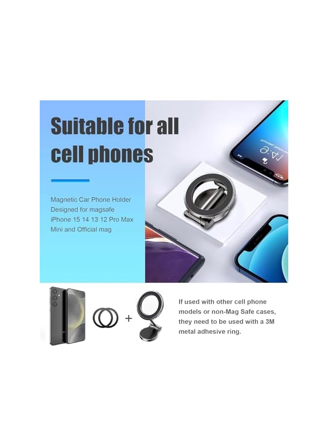 S-TOP Magnetic car phone holder, iphone car holder magnetic Hands Free for Car Dash Fit for iPhone 15 14 13 Pro Max Plus Mini MagSafe Case All Phones. - Image 2