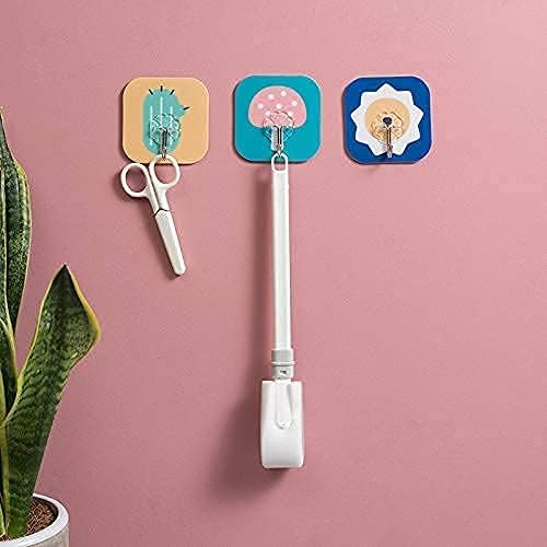 Dareesa 12 Pcs Fancy Self Adhesive Plastic Wall Hooks Sticker Heavy Duty Hooks for Hanging 3KG Max Keys Coats Hats Bags Ceiling Kitchen AccessoriesRandom Design Color 75x85 cm - Image 3