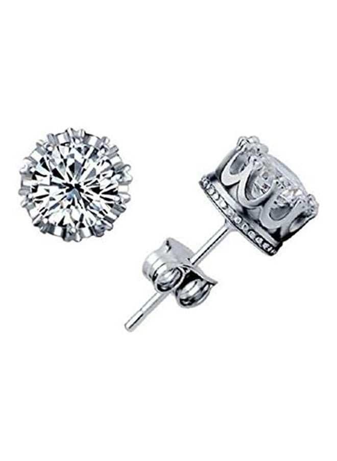 Generic Silver-Plated Crown Queen Earrings  - Image 1
