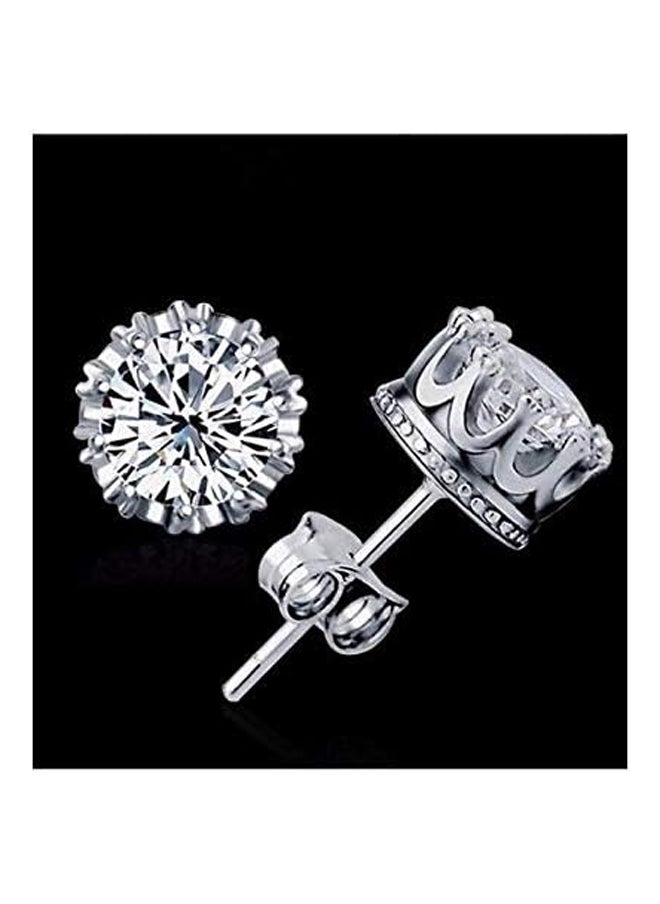 Generic Silver-Plated Crown Queen Earrings  - Image 3