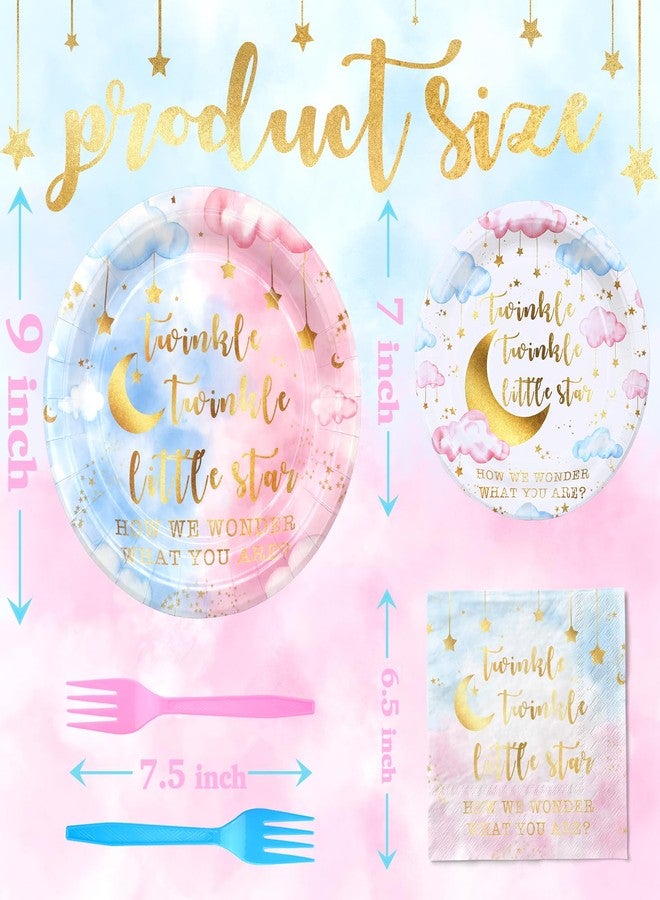 Celee Twinkle Twinkle Little Star Gender Reveal Party Supplies - 80PCS Baby Shower Plates, Napkins, and Forks Set for 20 Guests - Pink and Blue Boy or Girl Theme - Image 2