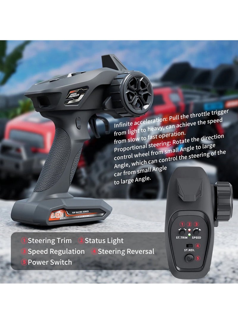 Wild Storm HW-8810 High-Speed RC Car | 1:16 Scale Brushless Off-Road Vehicle | 50km/h | 4WD | Waterproof | Metal Parts | LED Lights | Remote Control Car for Kids & Adults | All-Terrain Racing (Grey) - Image 5