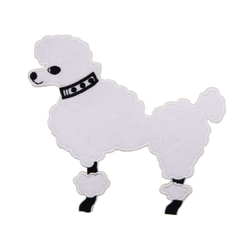 ReelFun 59 ReelFun White Poodle Skirts Costume Embroidered Iron On Patch 1950 Dress for Women DIY 