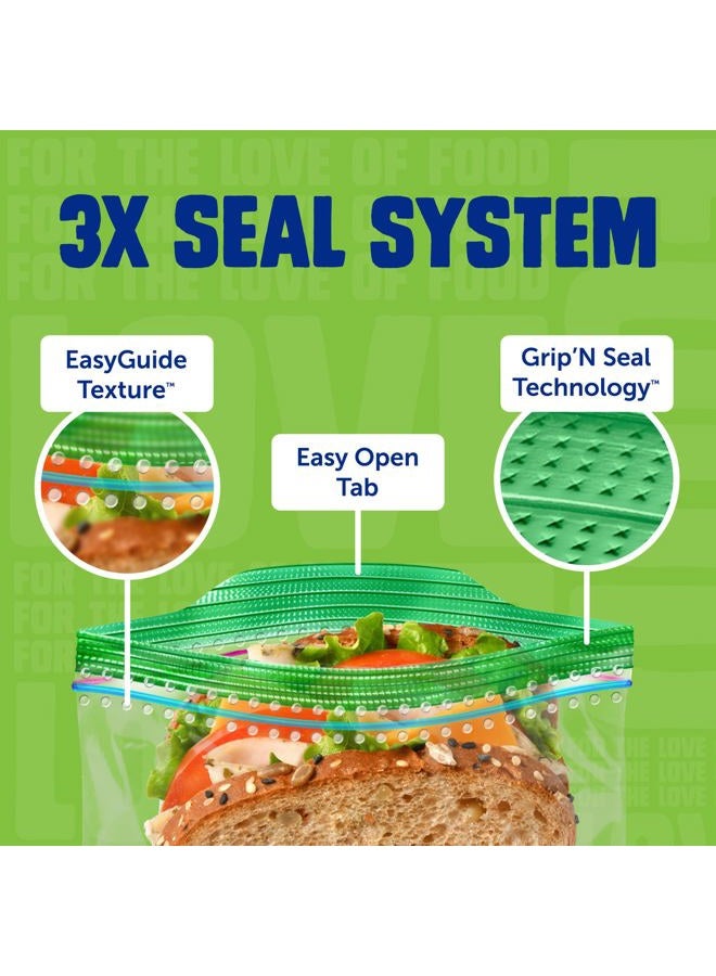Ziploc أكياس ساندويتش ووجبات خفيفة XL مع نسيج EasyGuide، أكياس تخزين بلاستيكية بتقنية Grip 'n Seal، 30 كيس إجمالي - Image 3