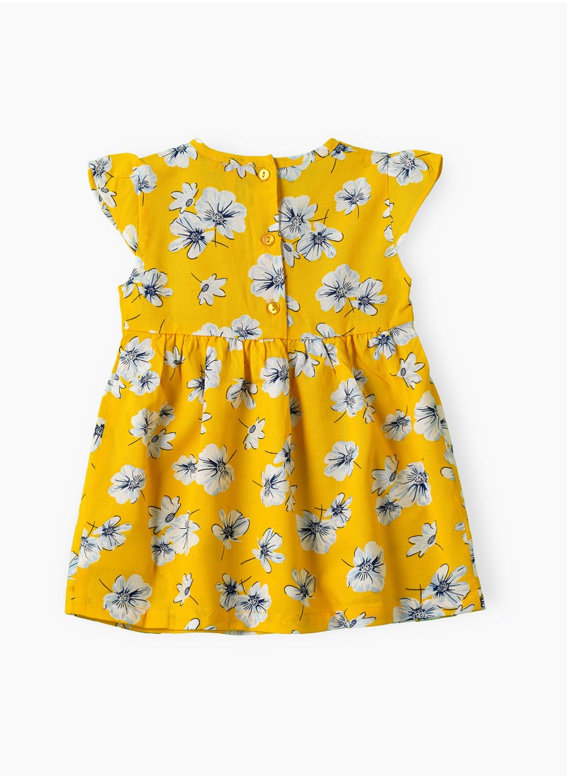 Jelliene Girls Yellow Floral Flutter Sleeve Dress  - Image 2