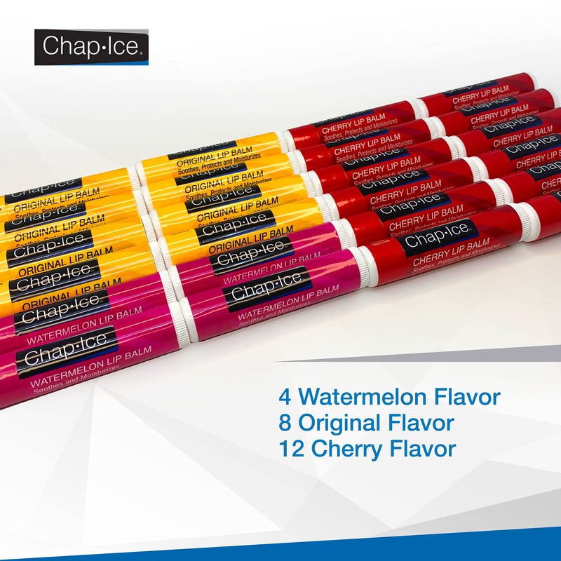 Chap Ice Chap-Ice Assorted Lip Balm â€“ Watermelon, Original & Cherry Flavors â€“ 24-Count Refill Pack - Image 2
