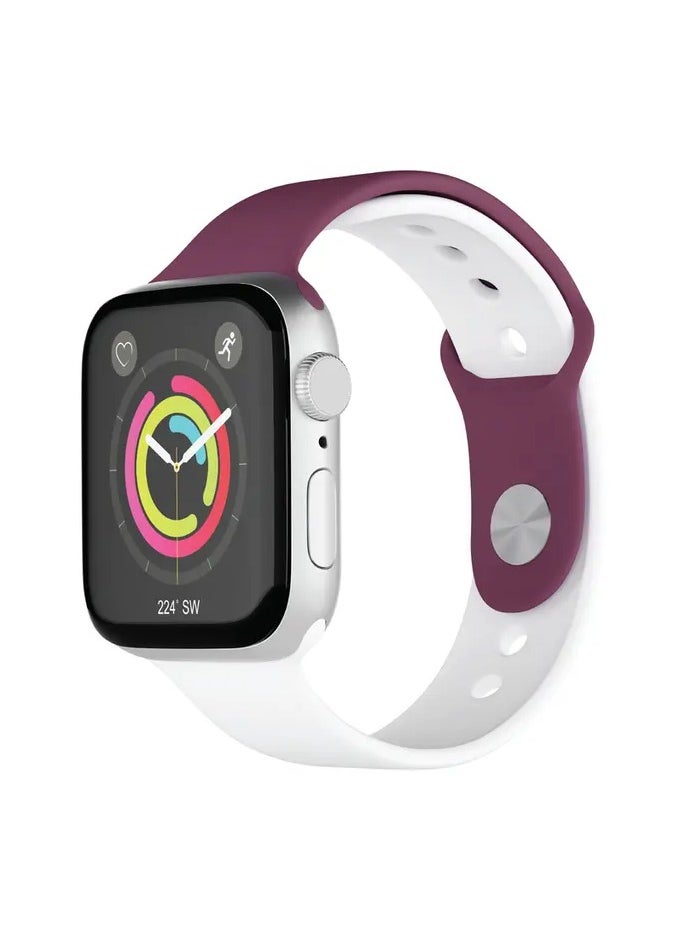porodo - Silicone Smart Watch Strap / Durable and Stylish Watch Band - Maroon White - Image 1