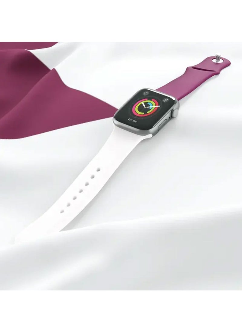 porodo - Silicone Smart Watch Strap / Durable and Stylish Watch Band - Maroon White - Image 1