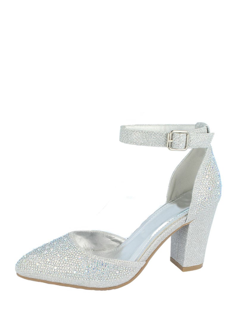 ELLA - Glitter Block Heel Pump - Image 1