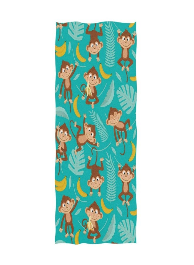 Naanle Tropical Cute Cartoon Monkey Banana Print Soft Highly Absorbent Large Decorative Hand Towels Multipurpose for Bathroom, Hotel, Gym and Spa (16 x 30 Inches) - Image 1